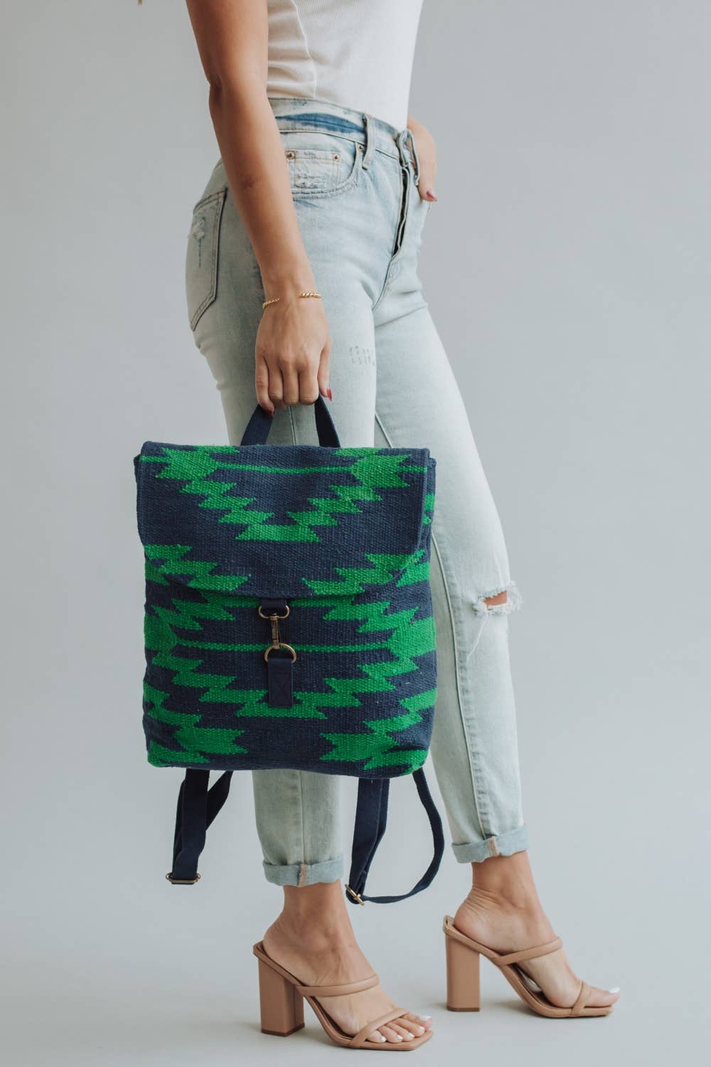 Navy & Green Aztec Backpack