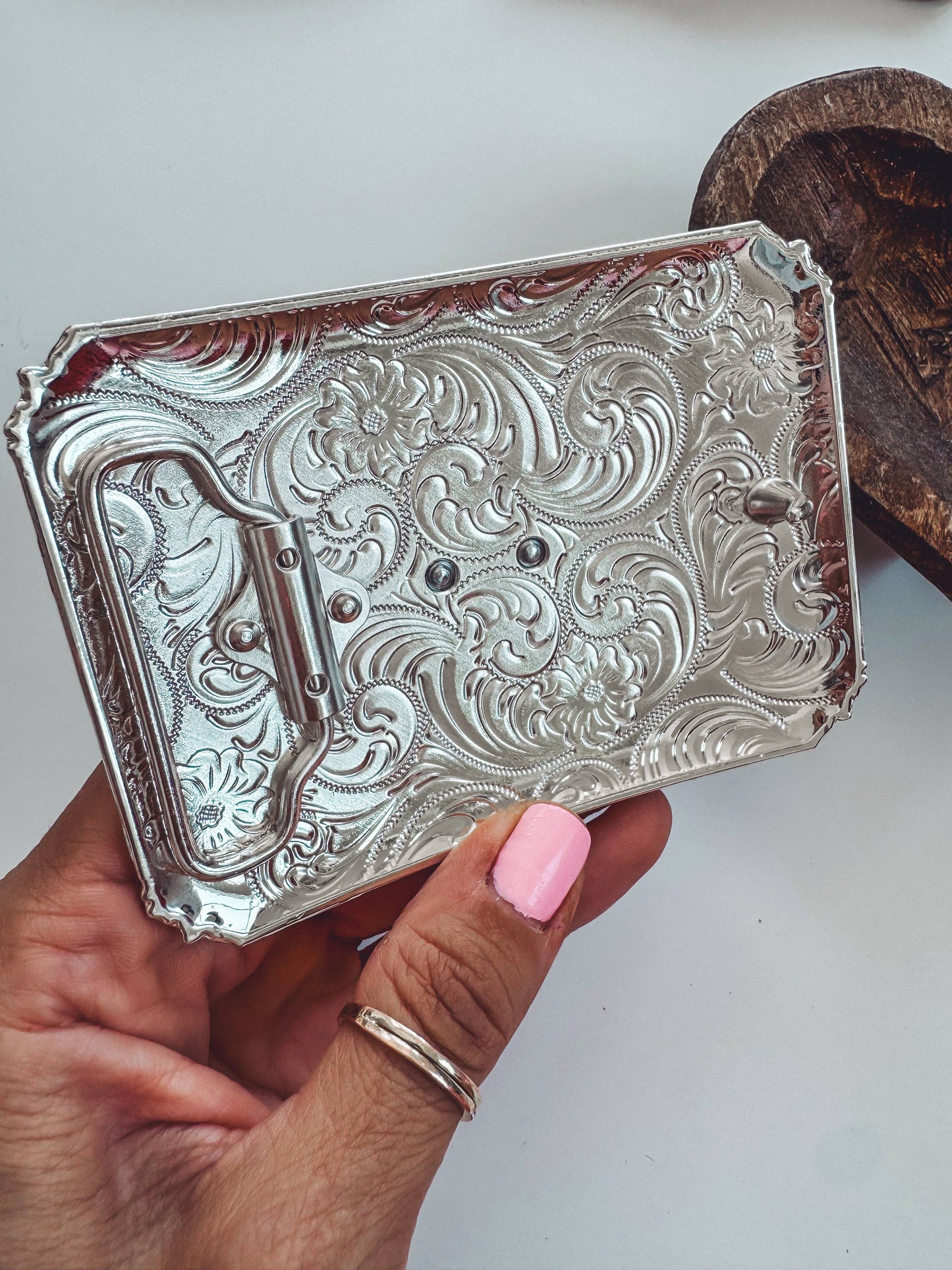 Western Longhorn Steer Belt Buckle – Antique Silver Finish