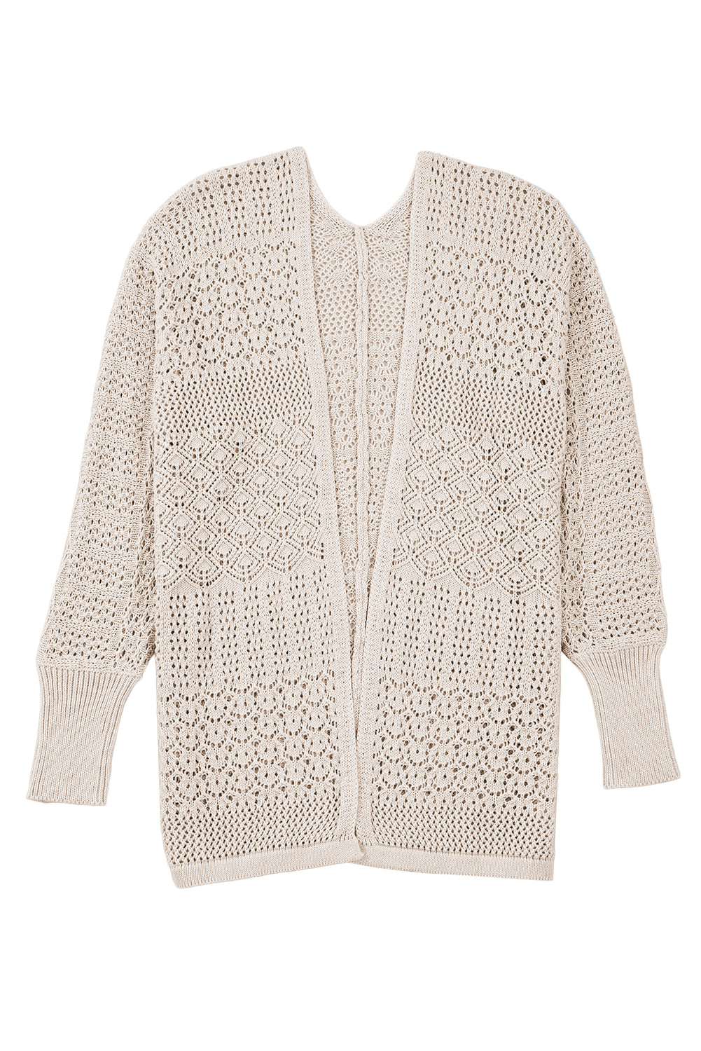 Redwood Burl Mix Pattern Hollowed Knit Open Front Cardigan