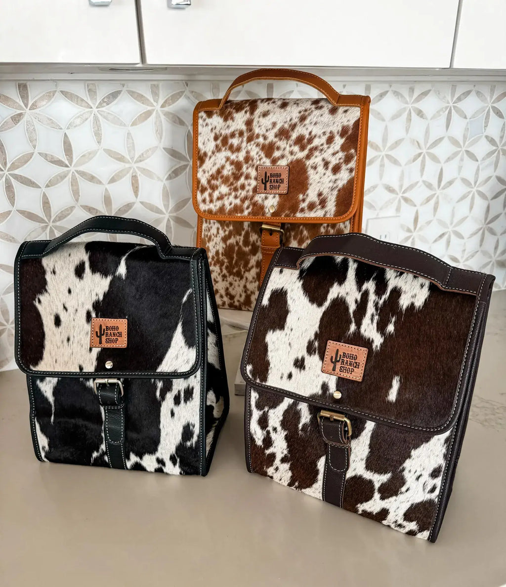 COWHIDE LUNCH BAG - Genuine Hair On cowhide | Leather 