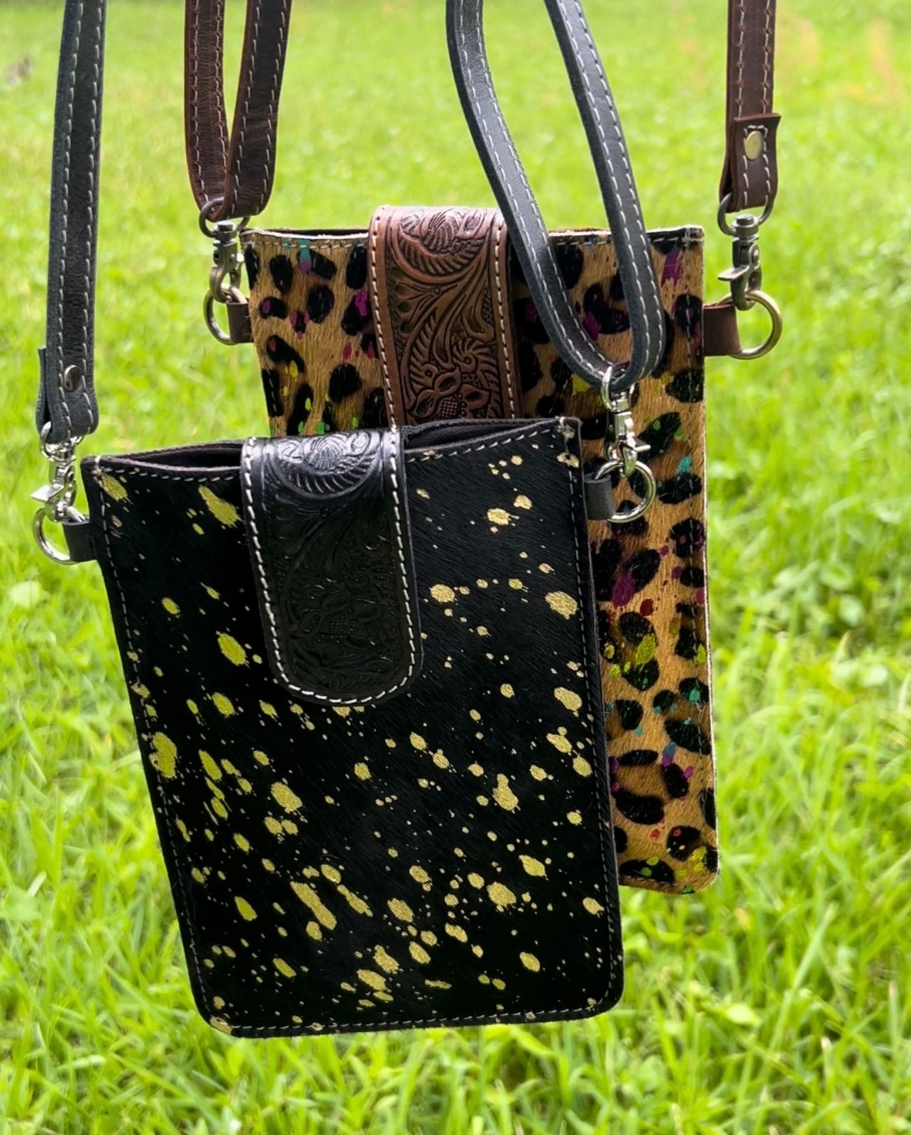 HAYDEE PHONE CROSSBODY mobile Western Tooled Leather Cowhide