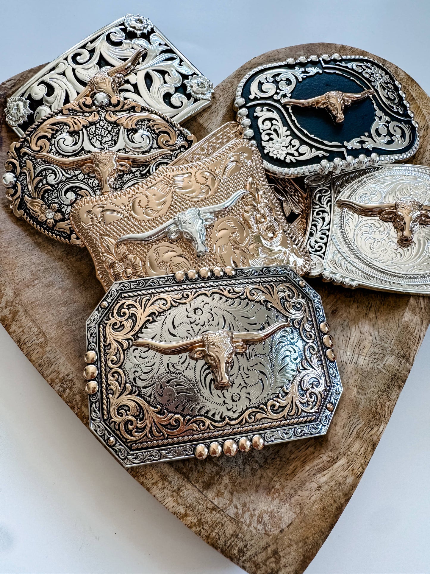 Western Longhorn Steer Belt Buckle – Antique Silver Finish 
