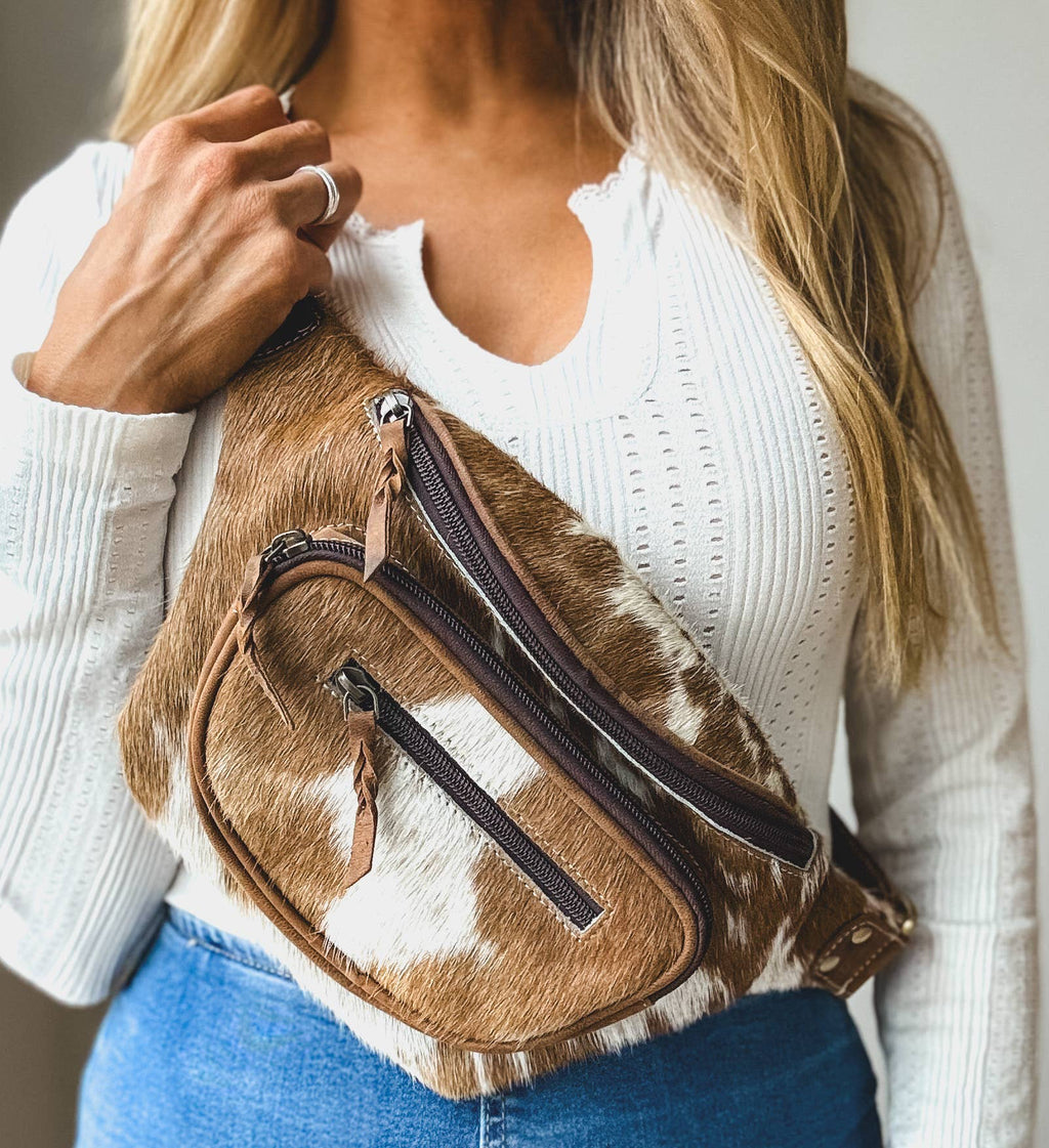 Western Hairon Cowhide Fanny Pack - bum bag sling bag