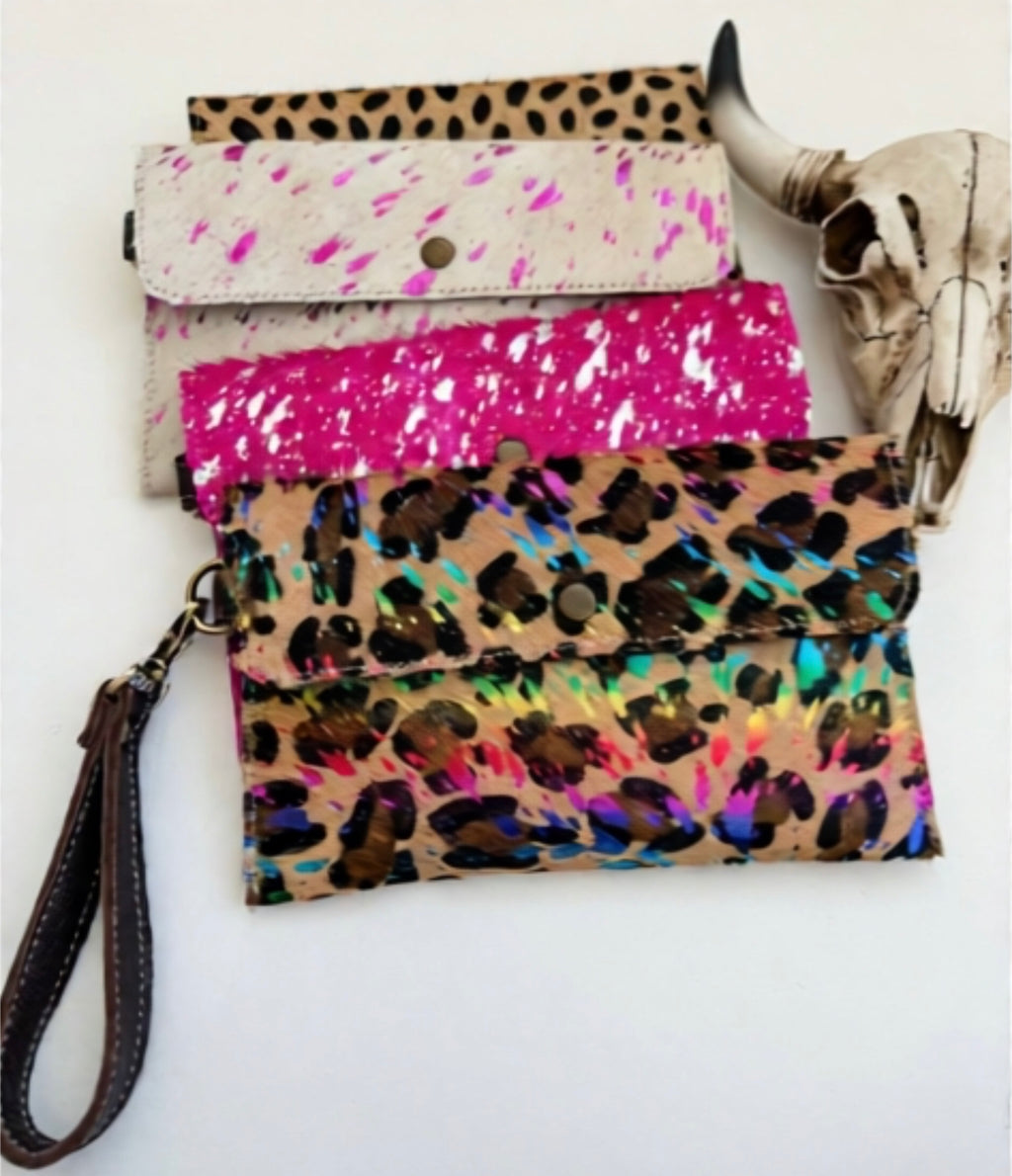 Cowhide Wristlet Wallet Western Genuine HairOn Cowhide Bag