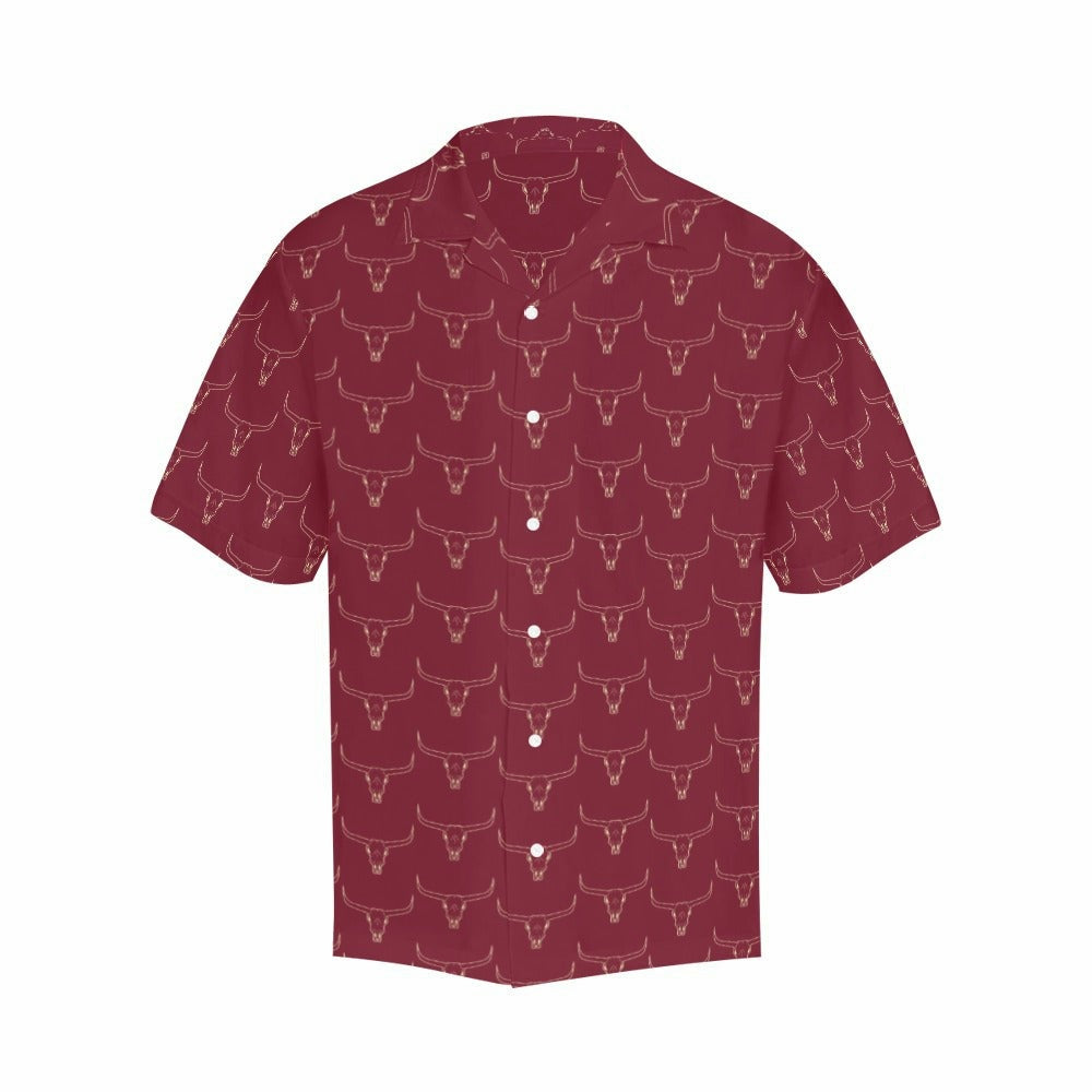 Burgandy Longhorn Men's Western Camp Shirt