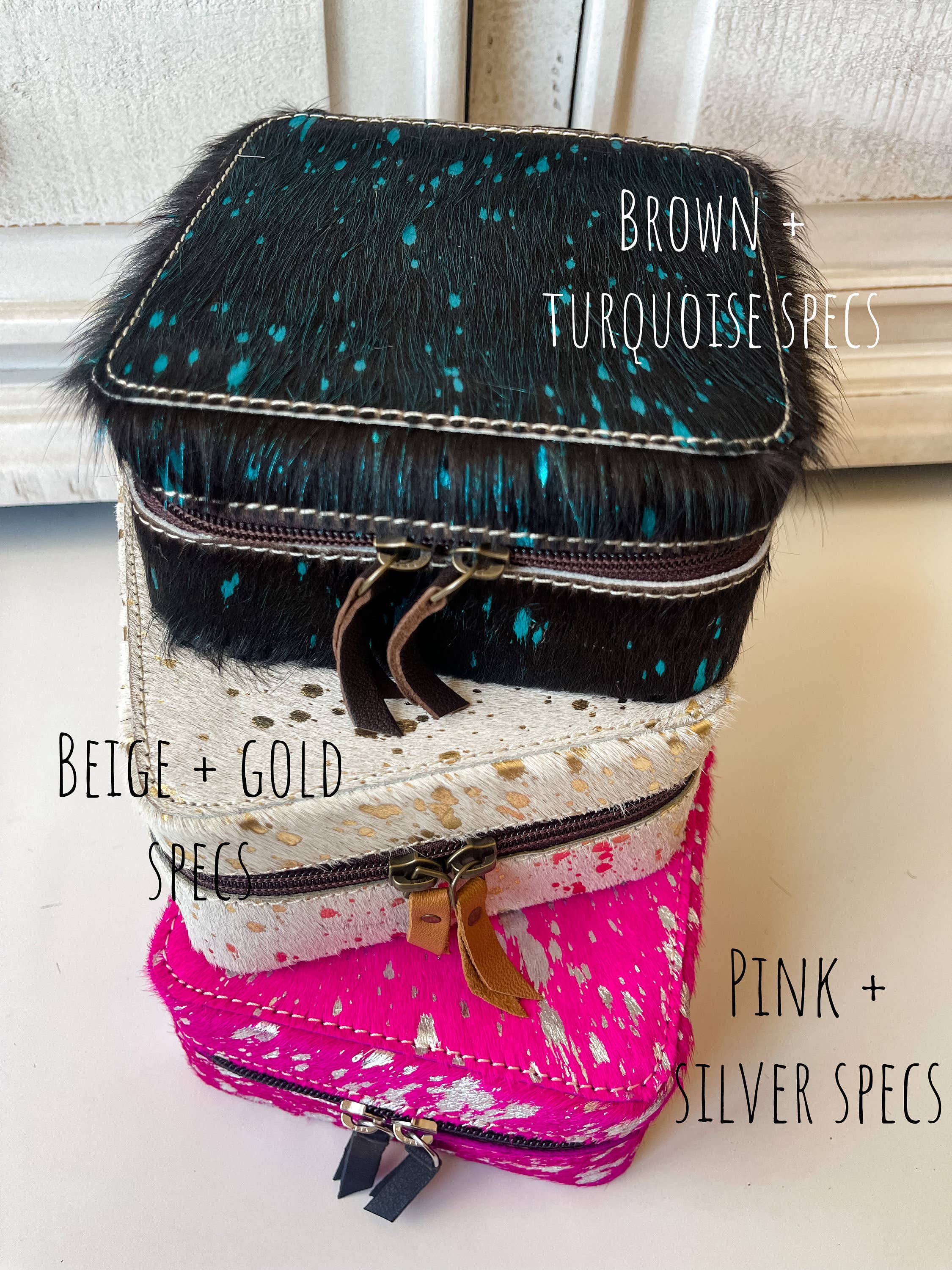 Western Cowhide Leather Jewelry Box - travel storage