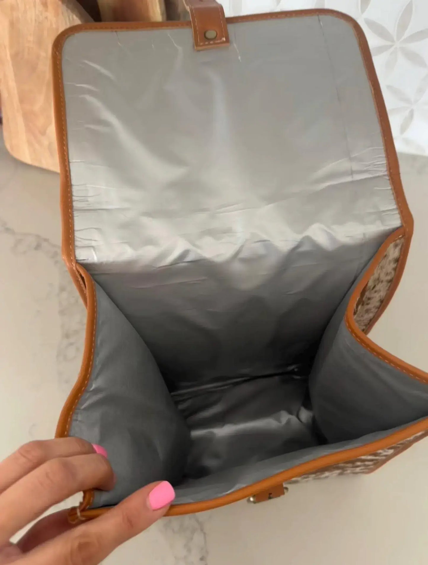 COWHIDE LUNCH BAG - Genuine Hair On cowhide | Leather 