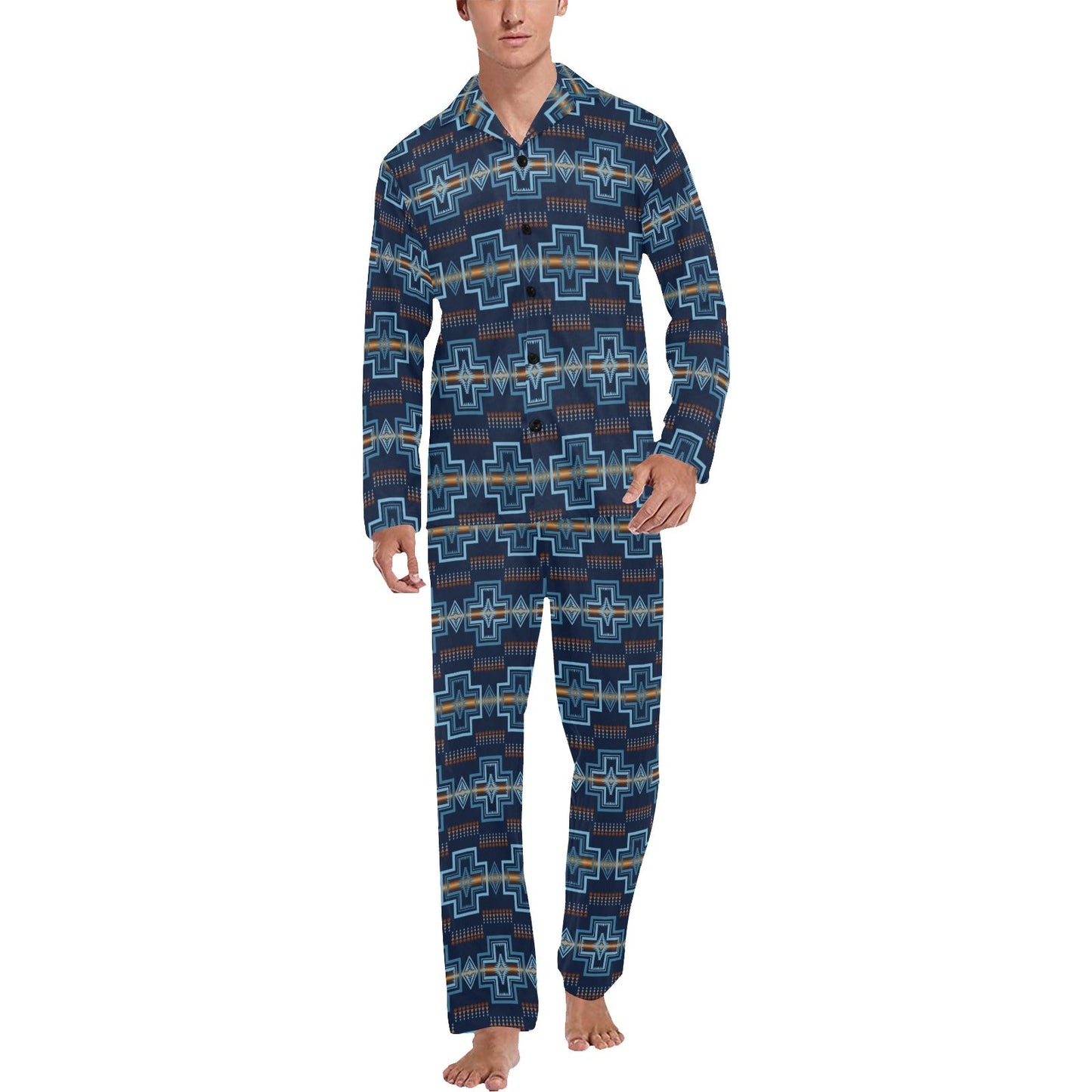 Navy Aztec Men's Western Pajamas