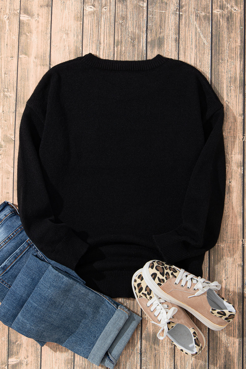 White Glitter Merry & Bright Round Neck Knit Sweater