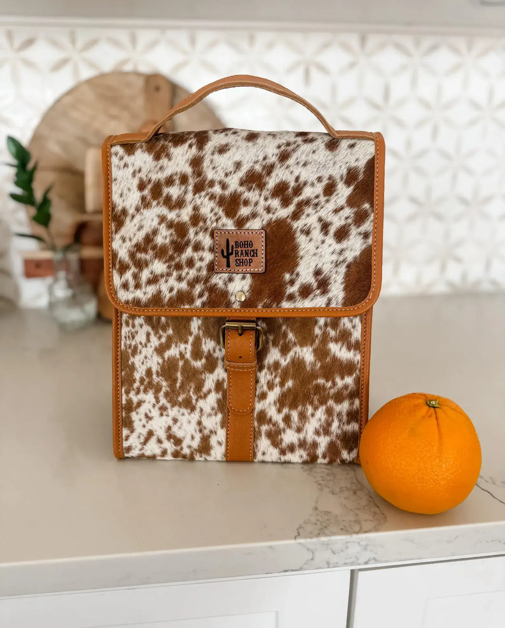 COWHIDE LUNCH BAG - Genuine Hair On cowhide | Leather 