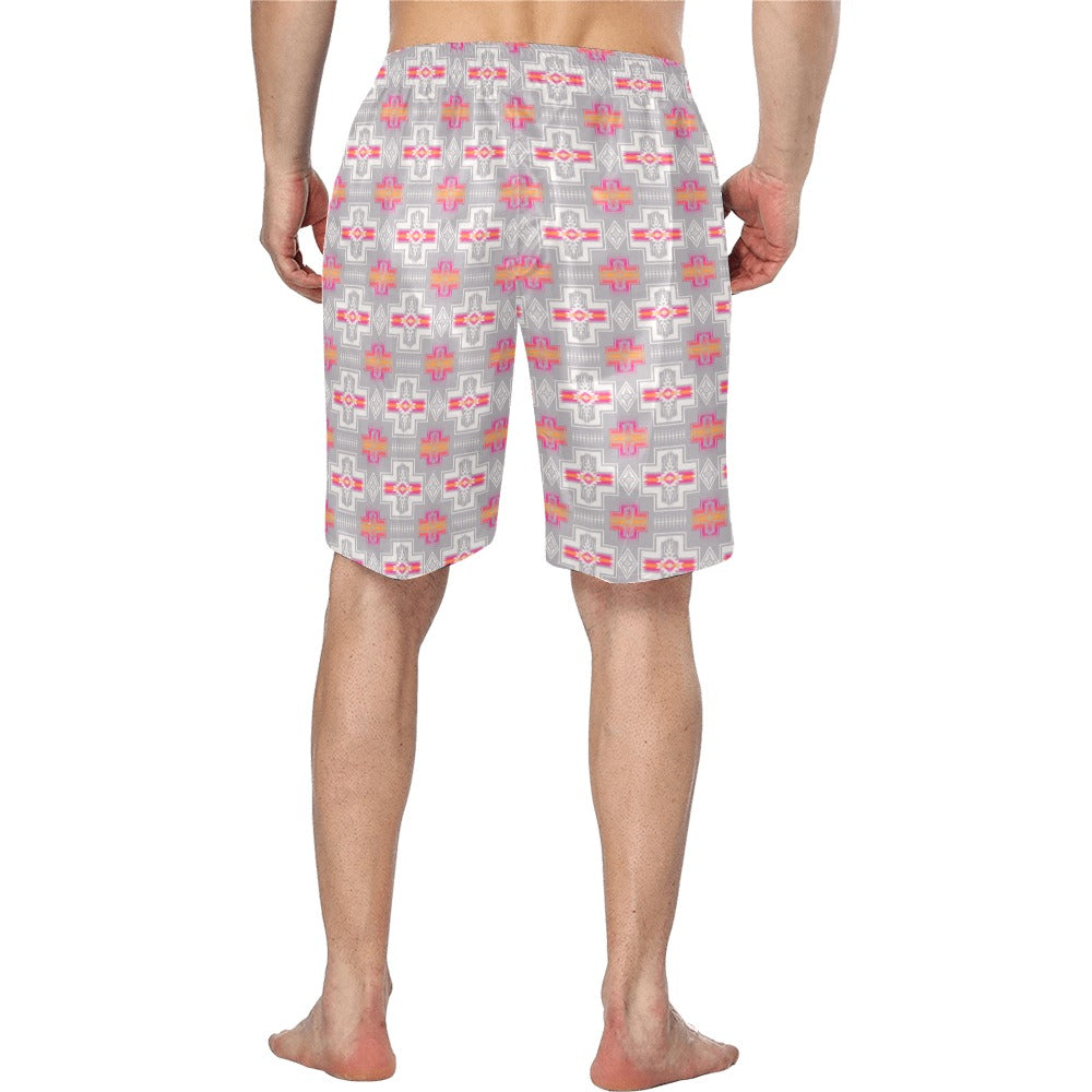 Pink fire Aztec Mens Swim Trunk Shorts