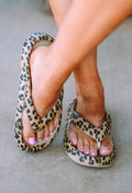 Leopard Print Thick Sole Flip Flops