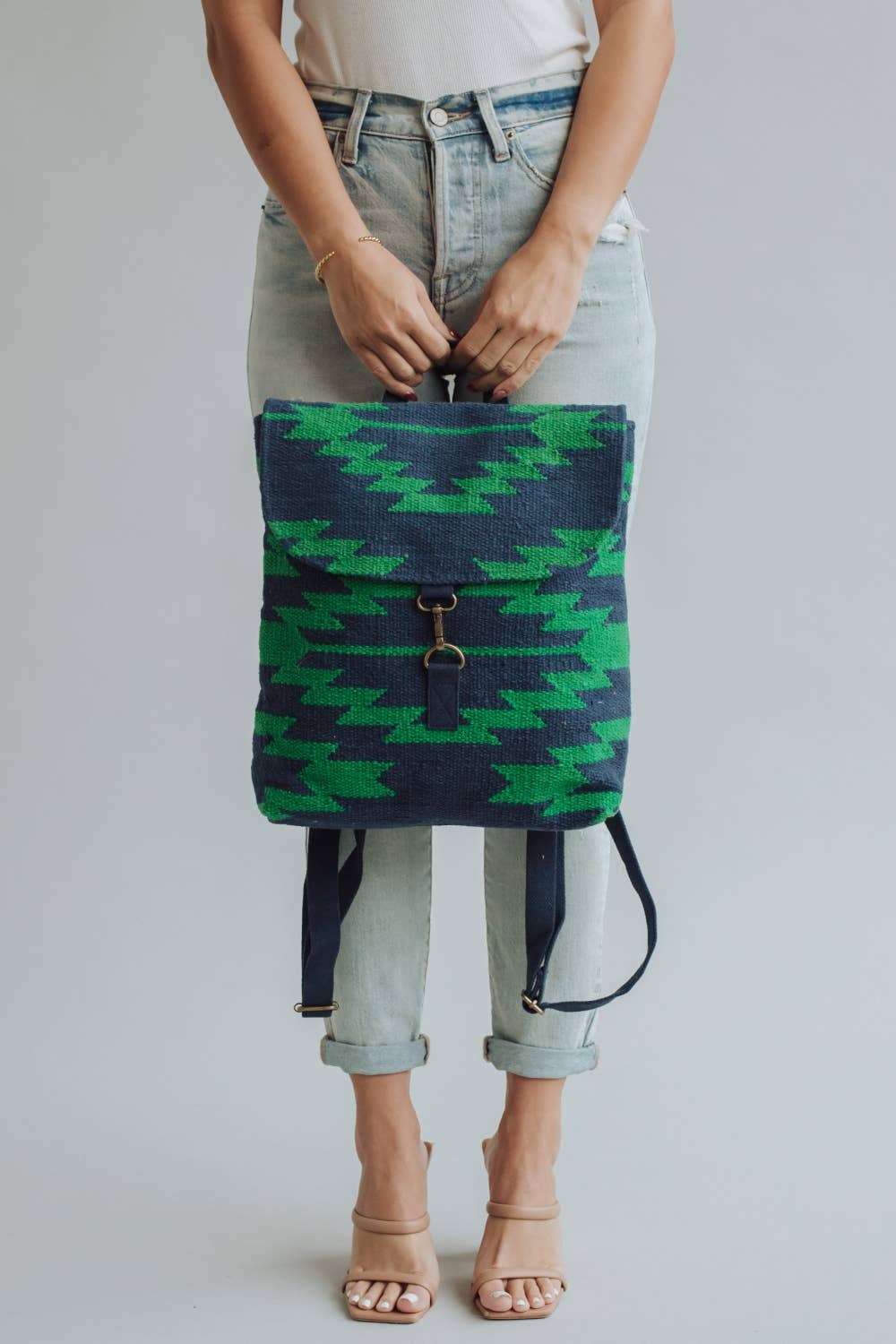 Navy & Green Aztec Backpack