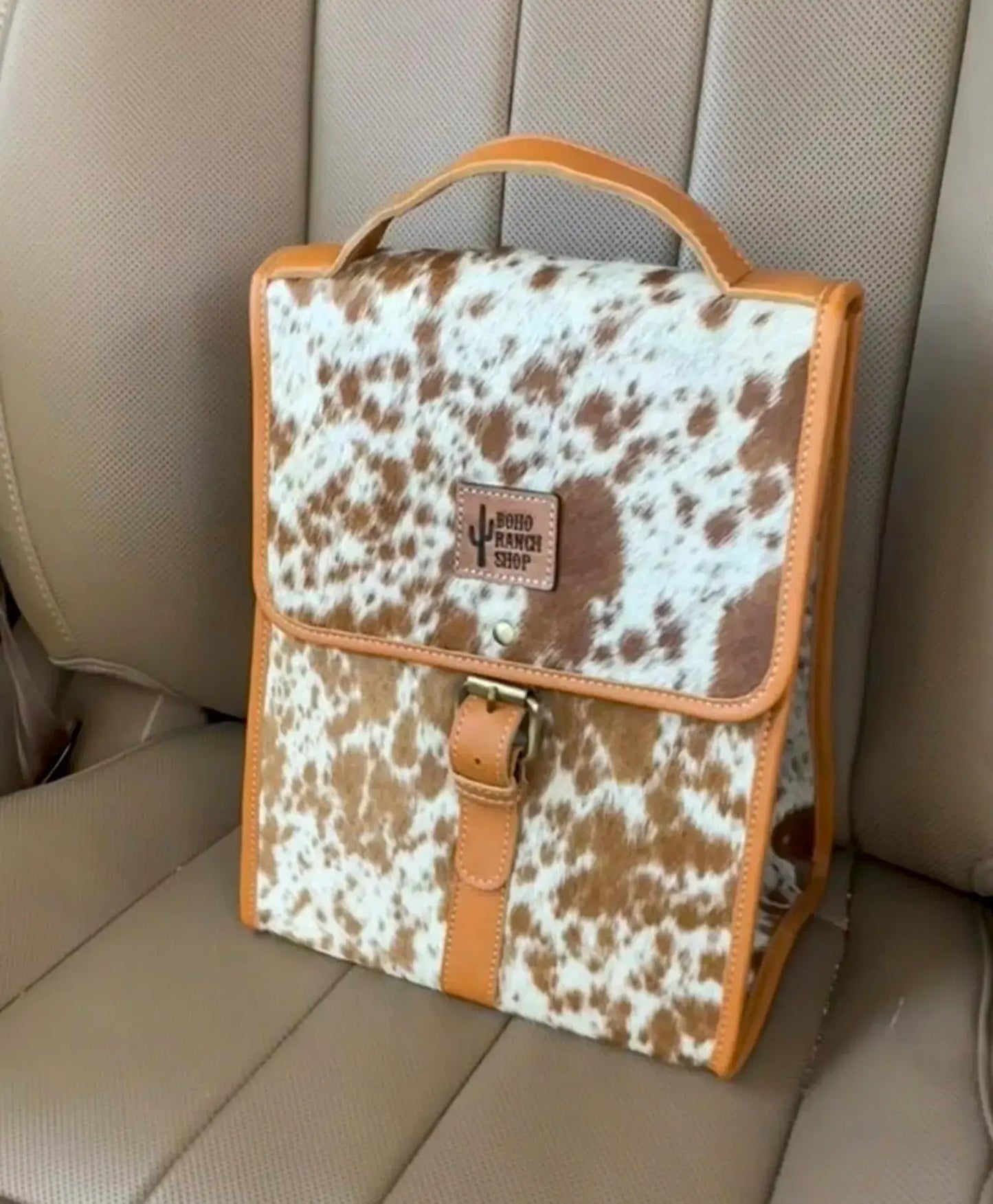 COWHIDE LUNCH BAG - Genuine Hair On cowhide | Leather 