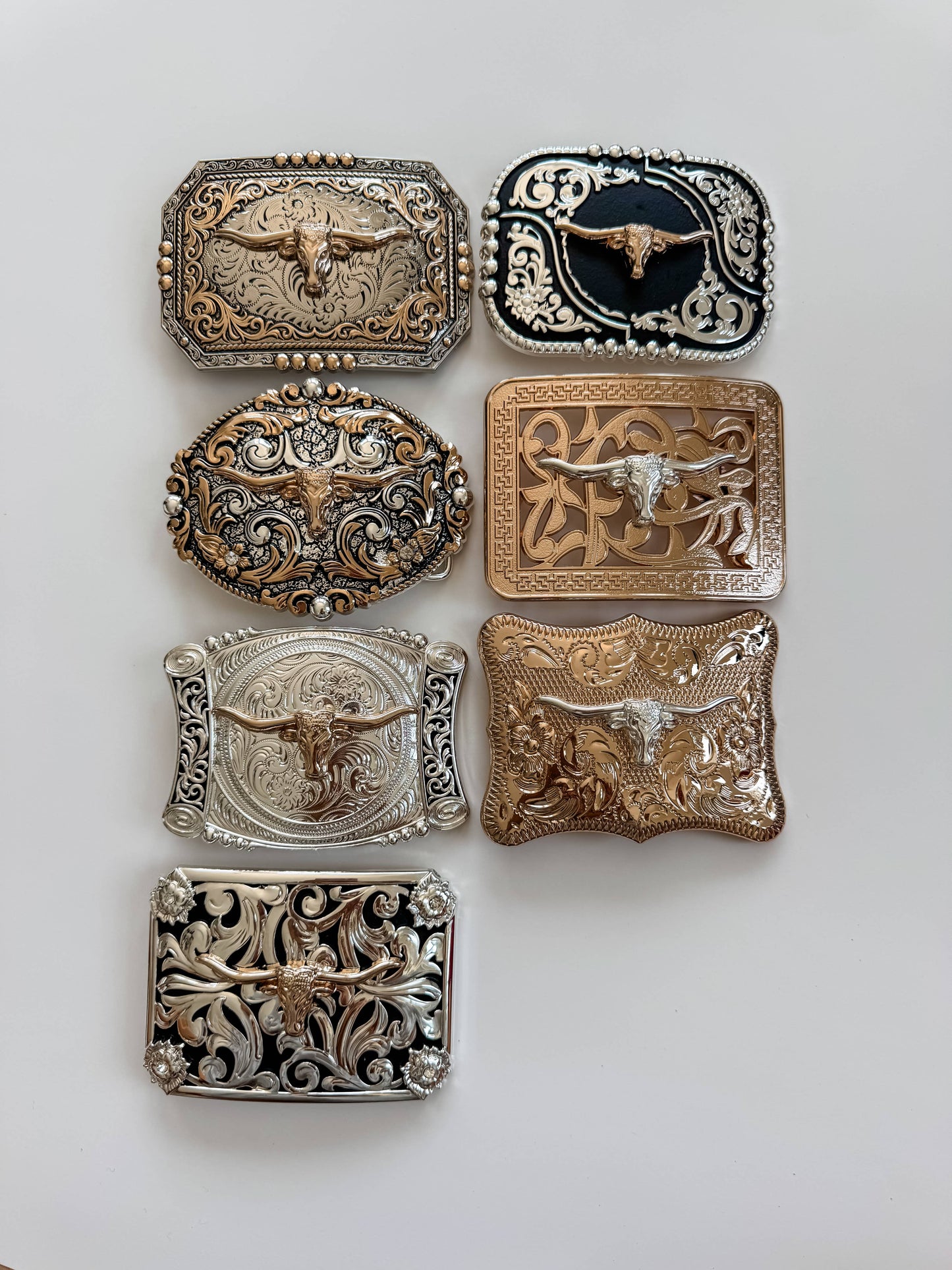 Western Longhorn Steer Belt Buckle – Antique Silver Finish 