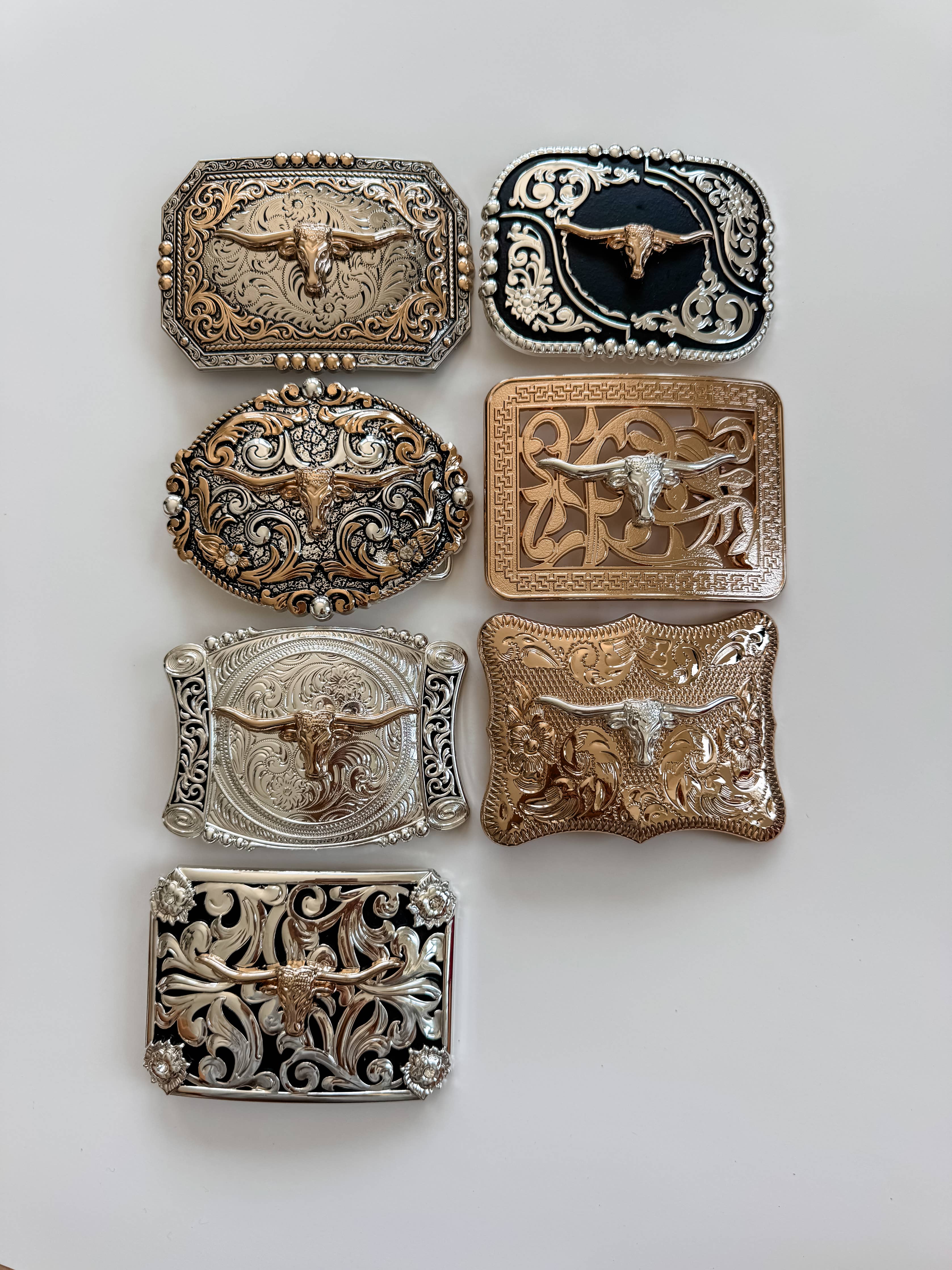 Western Longhorn Steer Belt Buckle – Antique Silver Finish 
