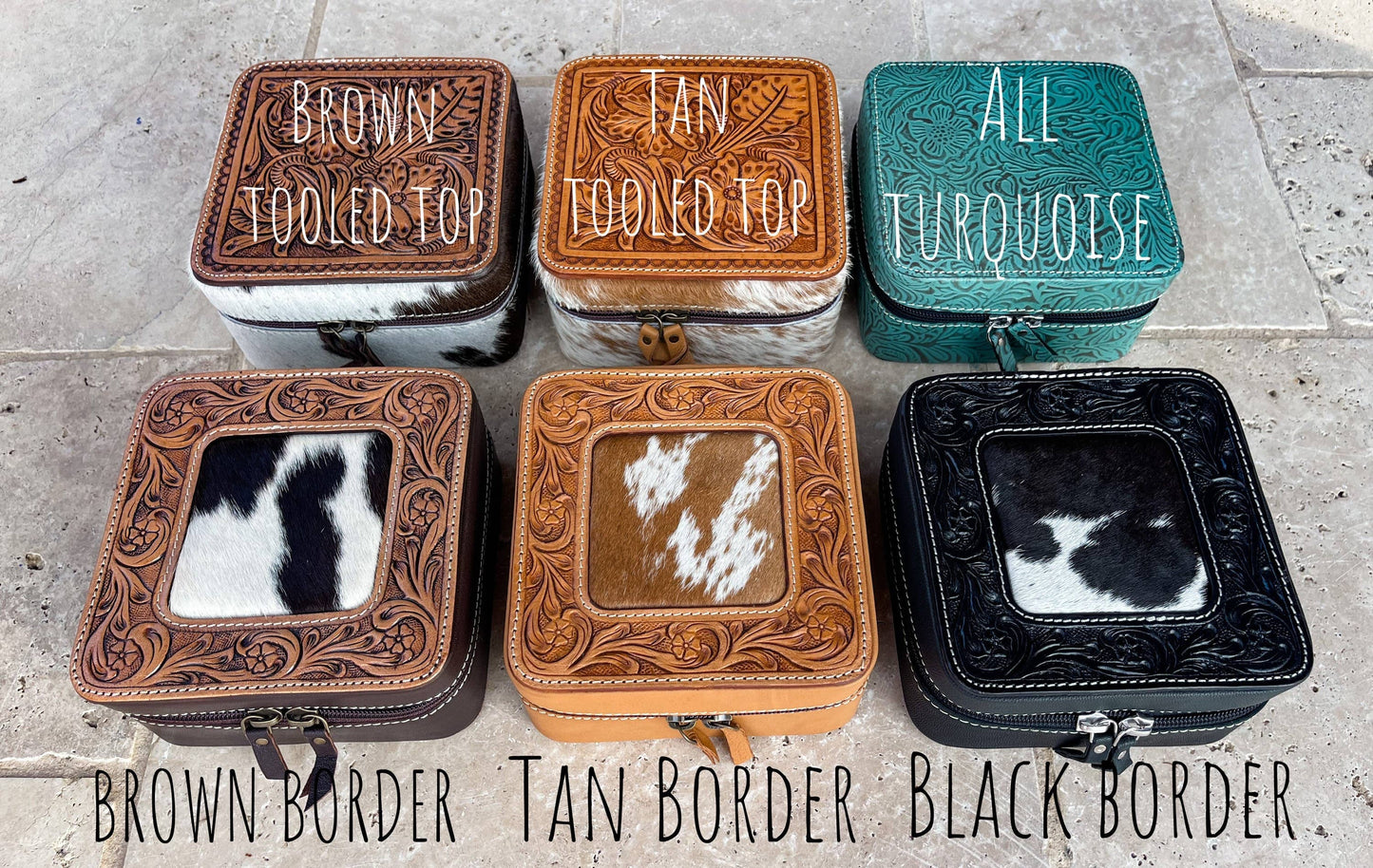 Western Cowhide Leather Jewelry Box - travel storage