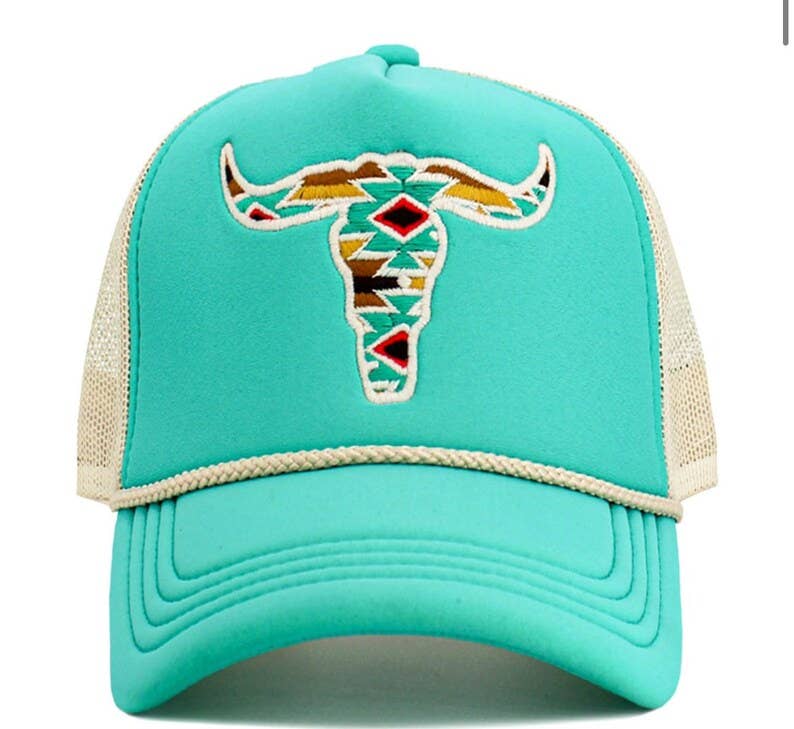 STEER AZTEC HAT Longhorn embroidered cowboy hat western