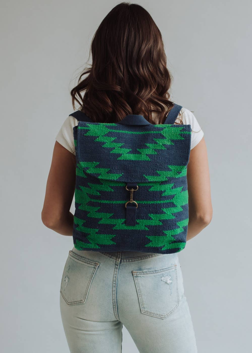 Navy & Green Aztec Backpack