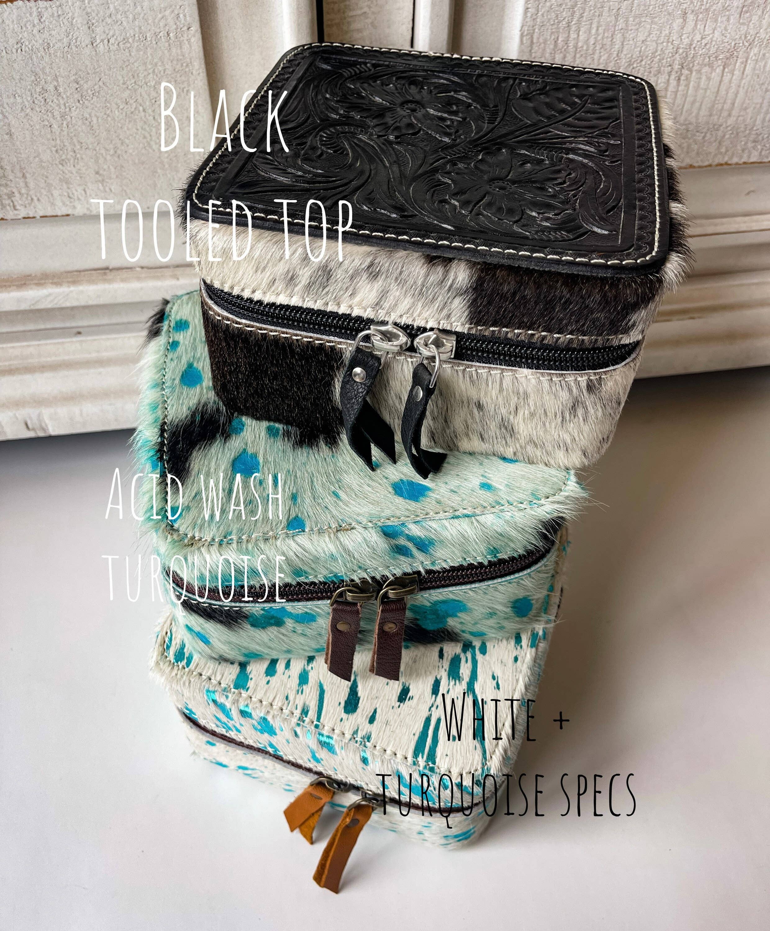 Western Cowhide Leather Jewelry Box - travel storage