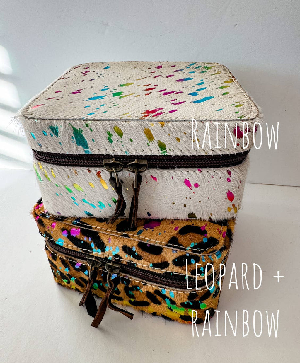 Western Cowhide Leather Jewelry Box - travel storage