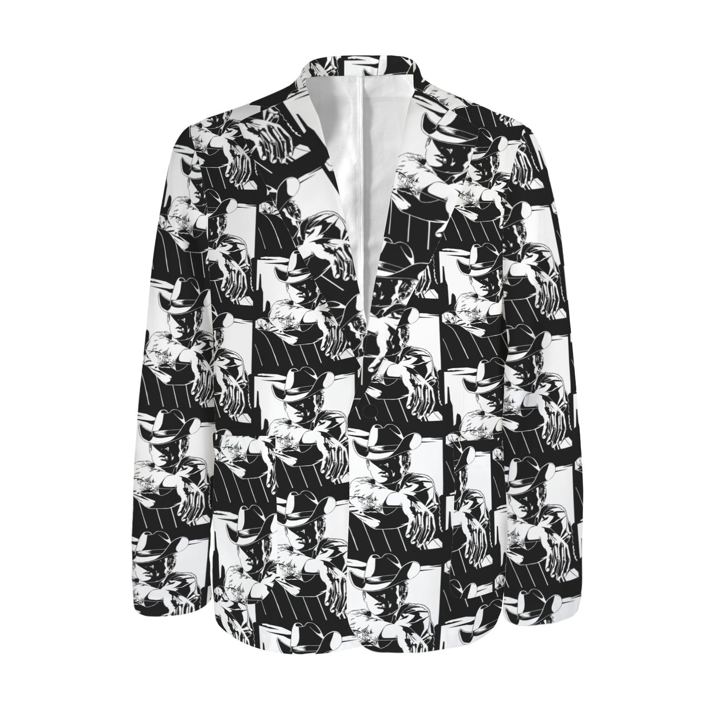 Black White Cowboy Mens Western Blazer