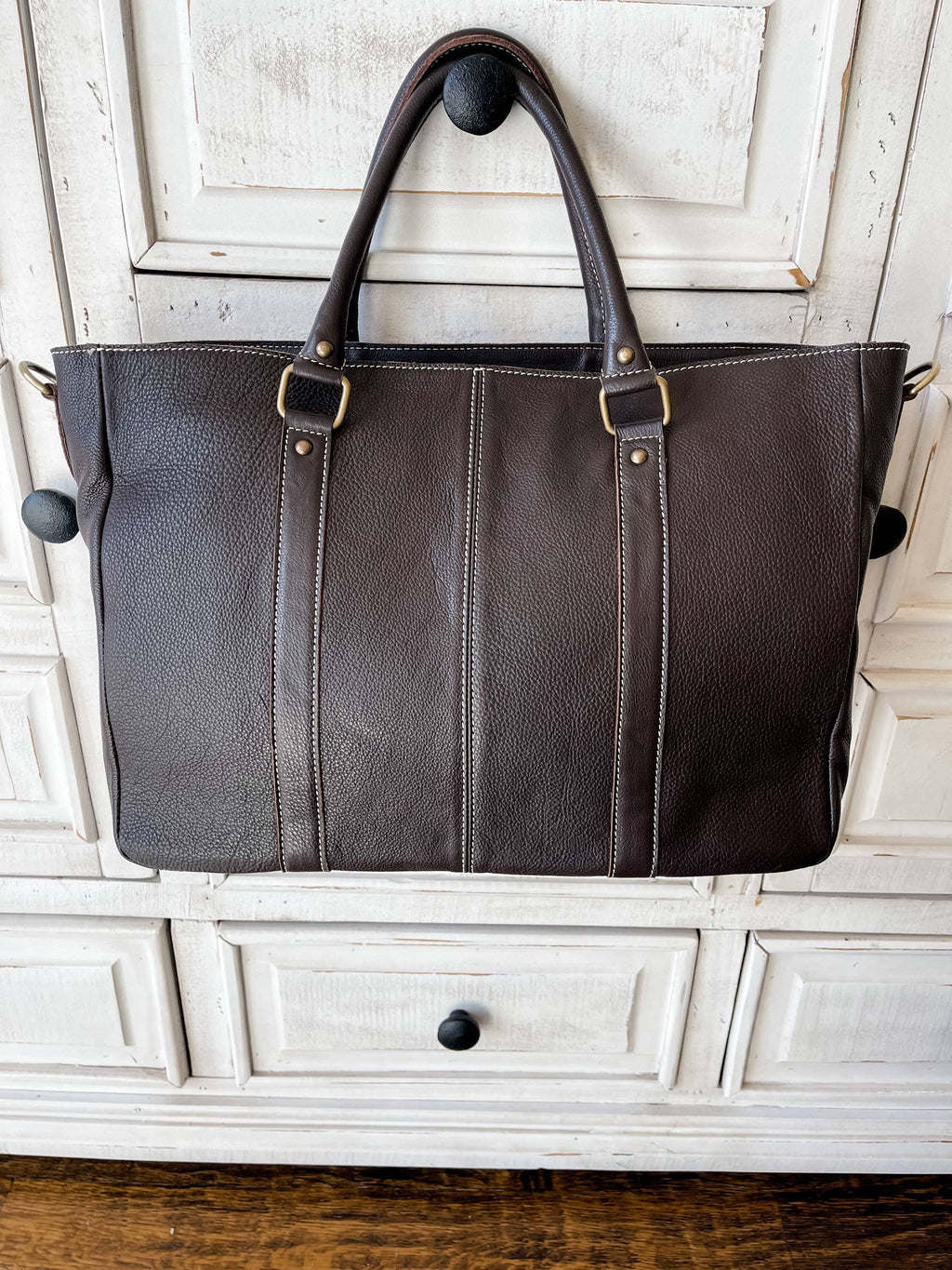 Hand Tooled Leather Cowhide Western Purse Tote Work Bag