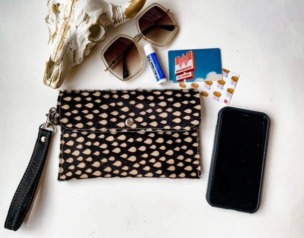 Cowhide Wristlet Wallet Western Genuine HairOn Cowhide Bag