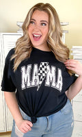 Checkerboard Lightning Bolt Mama Graphic Shirt